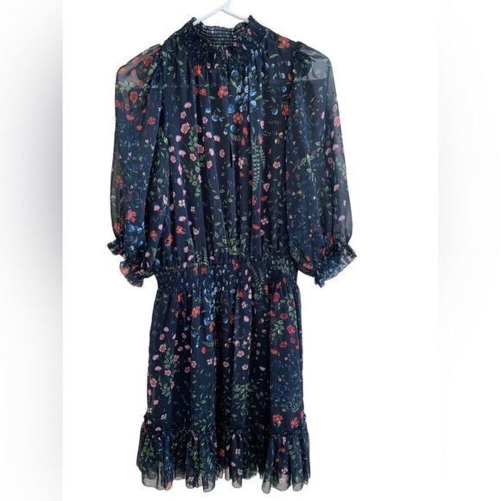 Joie Blue Mini Dress with Metallic Accents Sz M